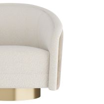 FRU05 Aljona Swivel Chair Cream Sherpa Oyster Leather Back View 