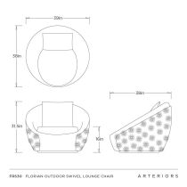 FRS30 Florian Outdoor Swivel Lounge Chair Product Line Drawing
