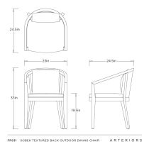 FRS31 Sobek Textured Back Outdoor Dining Chair Product Line Drawing