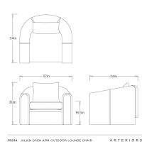 FRS34 Julien Open Arm Outdoor Lounge Chair Product Line Drawing
