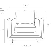 FRU03 Lovell Chair Forest Velvet Dark Walnut Product Line Drawing