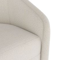 FRU05 Aljona Swivel Chair Cream Sherpa Oyster Leather Side View