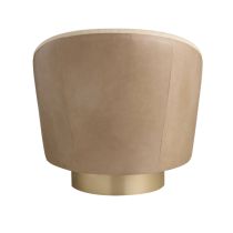 FRU05 Aljona Swivel Chair Cream Sherpa Oyster Leather Detail View