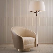 FRU05 Aljona Swivel Chair Cream Sherpa Oyster Leather 