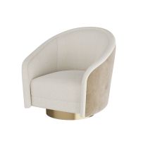 FRU05 Aljona Swivel Chair Cream Sherpa Oyster Leather 