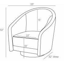 FRU05 Aljona Swivel Chair Cream Sherpa Oyster Leather Product Line Drawing