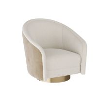 FRU05 Aljona Swivel Chair Cream Sherpa Oyster Leather 