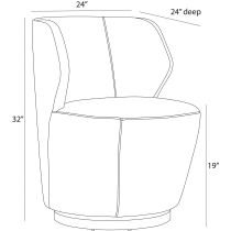 FRU08 Poppy Chair Midnight Grey Performance Velvet Product Line Drawing