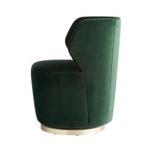 FRU11 Poppy Chair Forest Velvet Champagne Swivel Angle 2 View