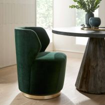 FRU11 Poppy Chair Forest Velvet Champagne Swivel Enviormental View 1
