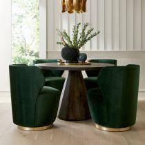 FRU11 Poppy Chair Forest Velvet Champagne Swivel Enviormental View  2