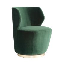 FRU11 Poppy Chair Forest Velvet Champagne Swivel 