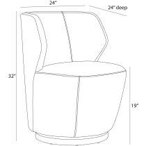 FRU11 Poppy Chair Forest Velvet Champagne Swivel Product Line Drawing