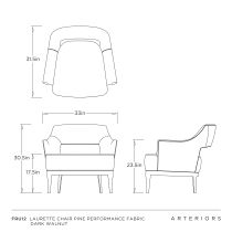 FRU12 Laurette Chair Pine Performance Chenille Product Line Drawing