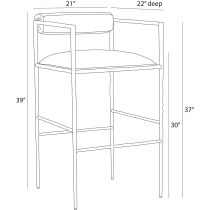 FSI20 Barbana Bar Stool Oxford White Performance Fabric Product Line Drawing