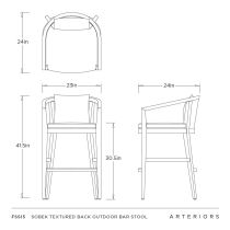 FSS15 Sobek Textured Back Outdoor Bar Stool Product Line Drawing