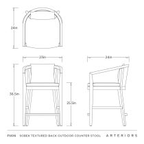 FSS16 Sobek Textured Back Outdoor Counter Stool Product Line Drawing
