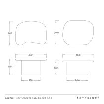 GAFCI01 Melt Coffee Tables, Set of 2 Product Line Drawing
