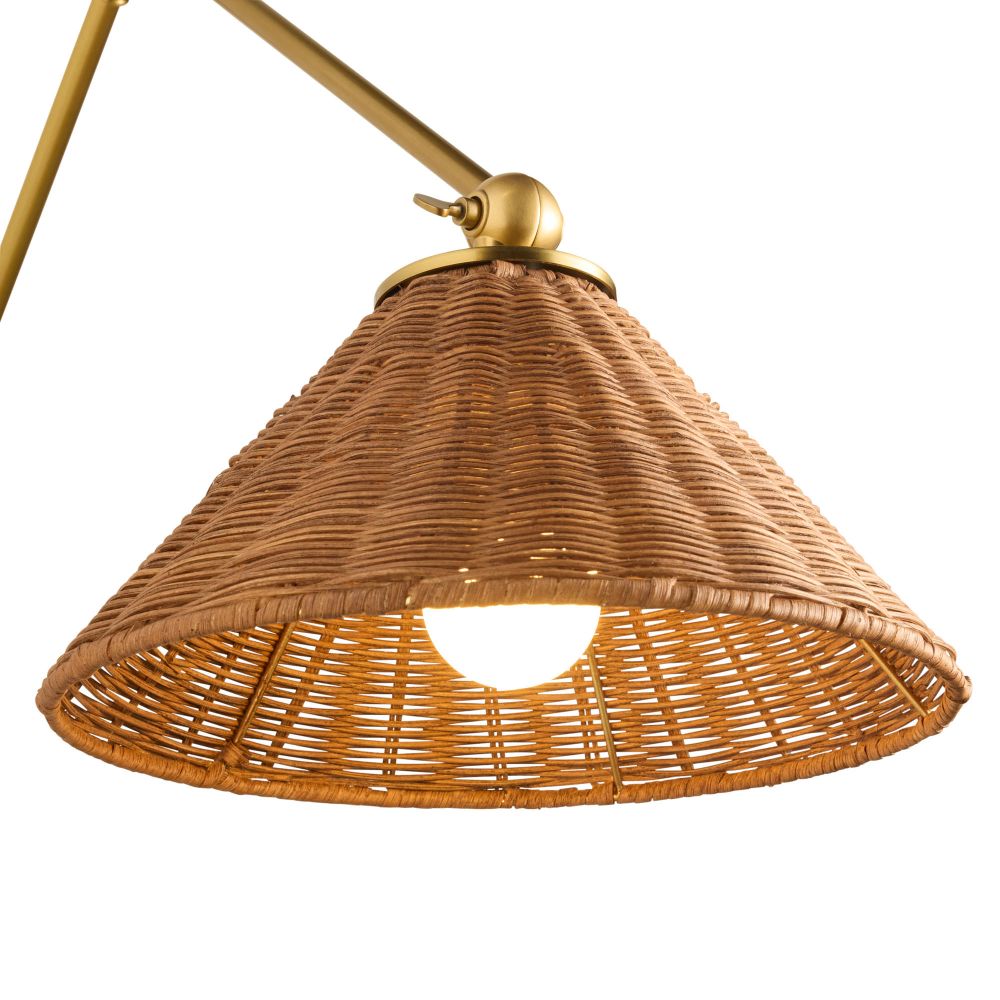 DS49016 - Padma Sconce - Antique Brass, Natural Rattan