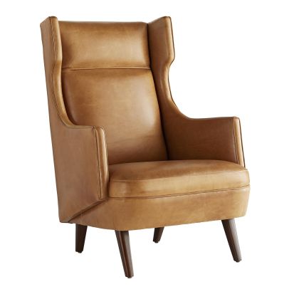 8091 Budelli Wing Chair Cognac Leather Dark Walnut