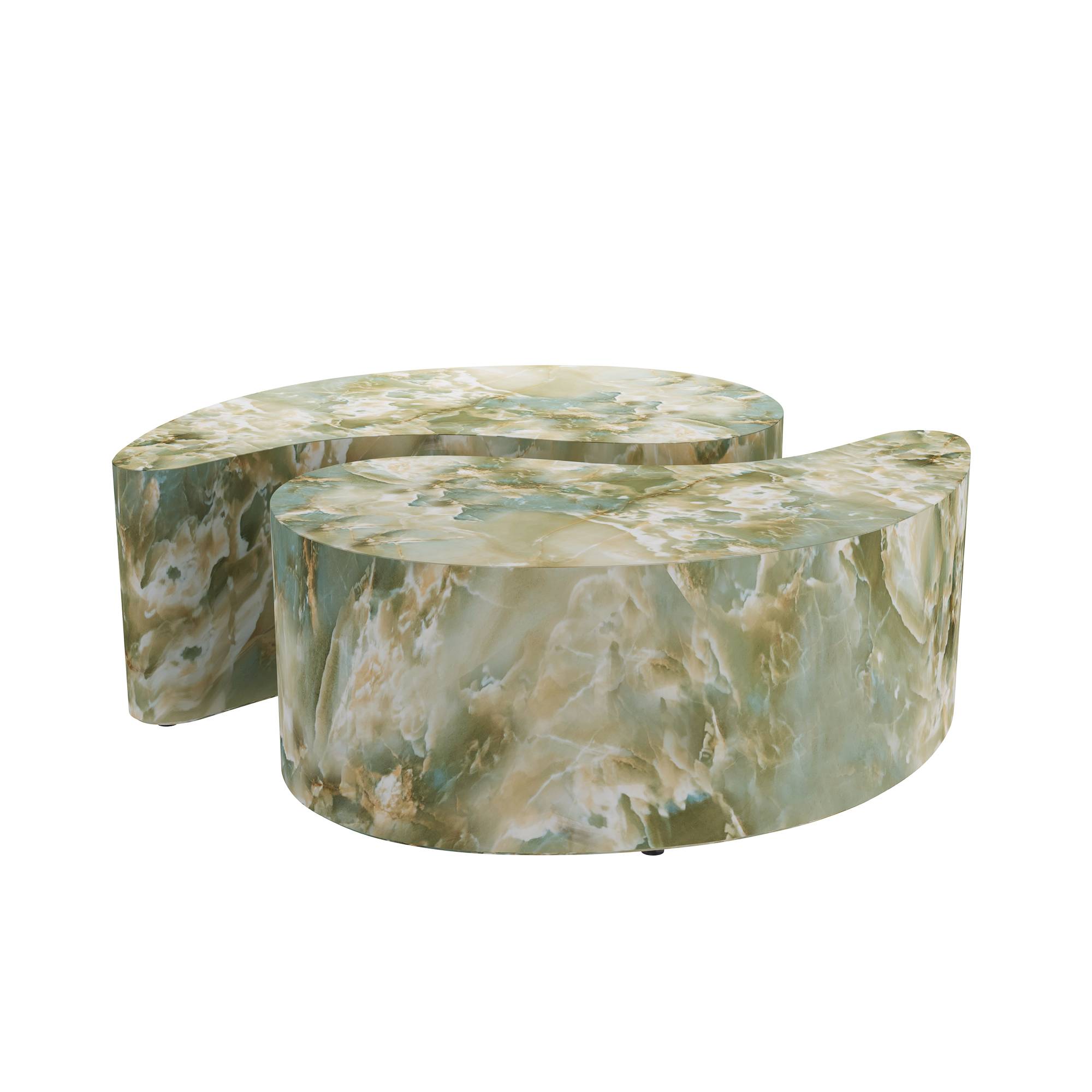 FCS08 - Adeline Coffee Tables, Set of 2 - Jade Faux Marble