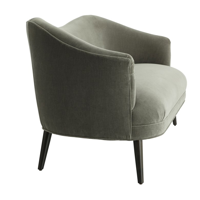 Duprey Settee Sharkskin Velvet Grey Ash