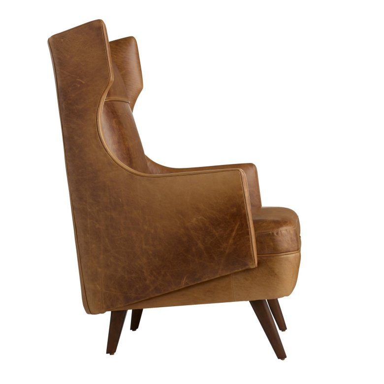 Budelli Wing Chair Cognac Leather Dark Walnut