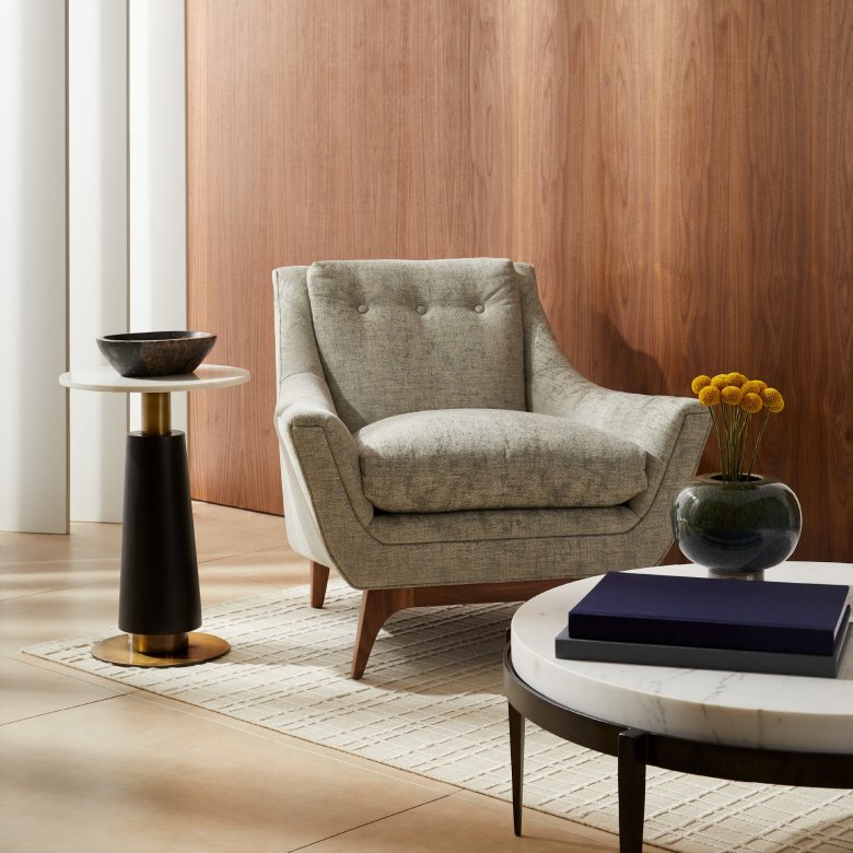 Neptune Lounge Chair Oyster Jacquard Dark Walnut