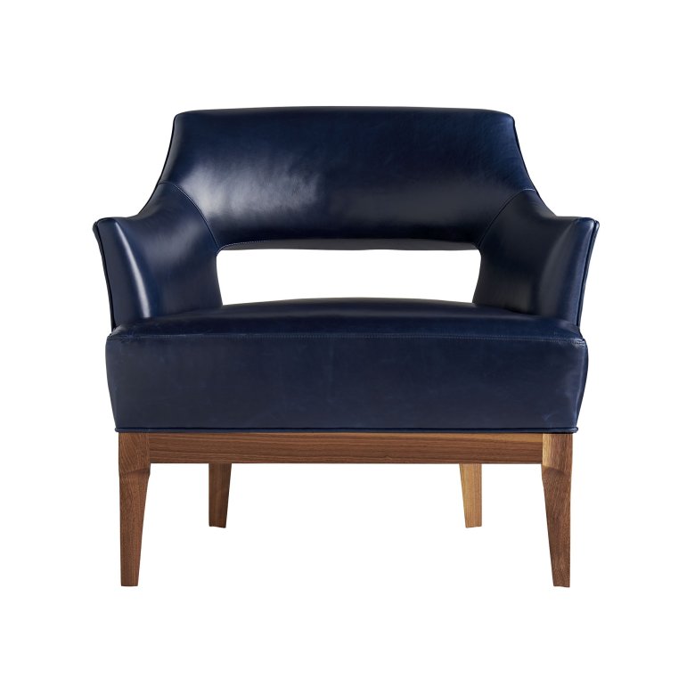 Laurette Chair Indigo Leather Dark Walnut