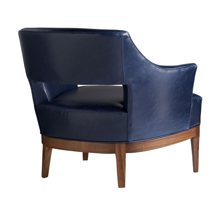 Laurette Chair Indigo Leather Dark Walnut