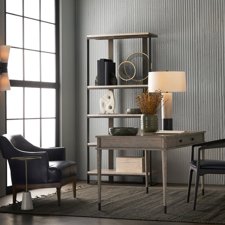 Laurette Chair Indigo Leather Dark Walnut