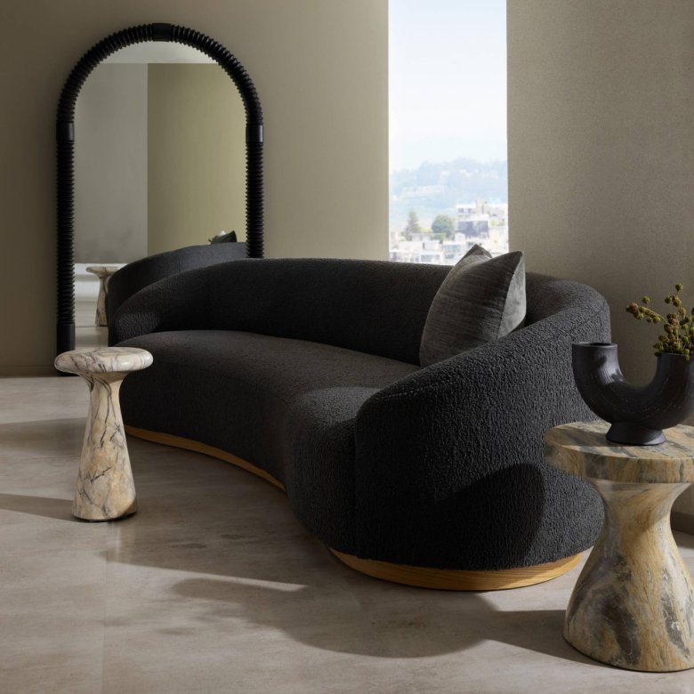 Turner Sofa Charcoal Sherpa White Oyster