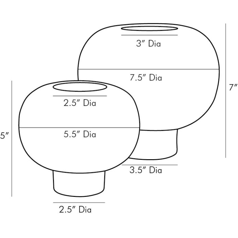 Tuttle Vases, Set of 2 - Dimensions (Inches)