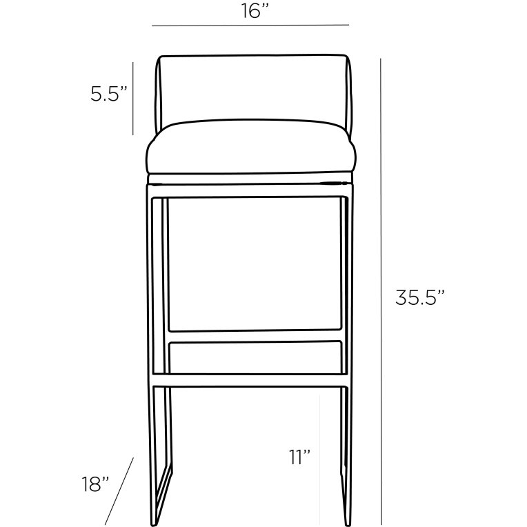 Marmont Bar Stool - Dimensions (Inches)