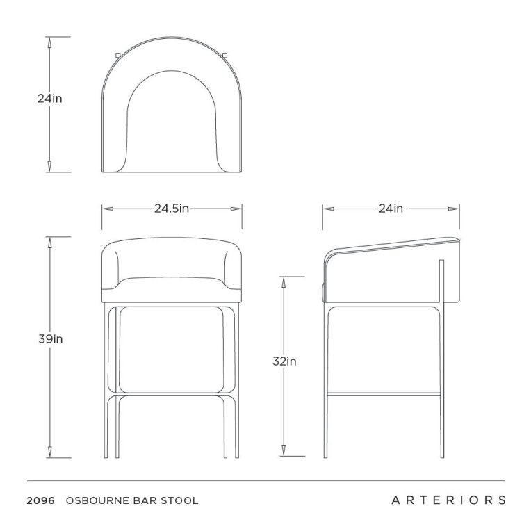 Osbourne Bar Stool - Dimensions (Inches)