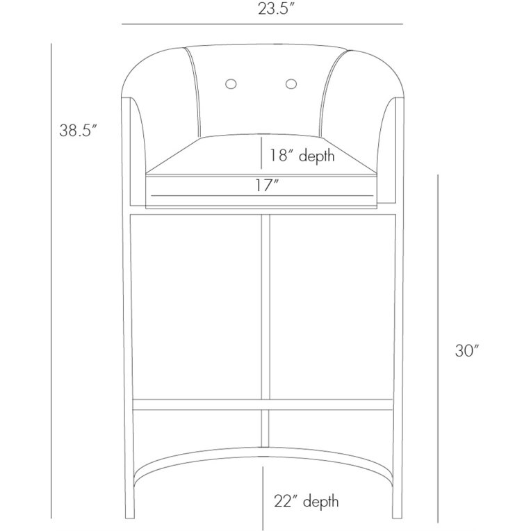 Calvin Bar Stool - Dimensions (Inches)