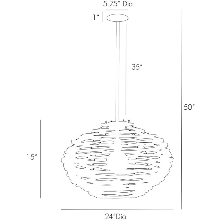 Rook Small Pendant - Dimensions (Inches)