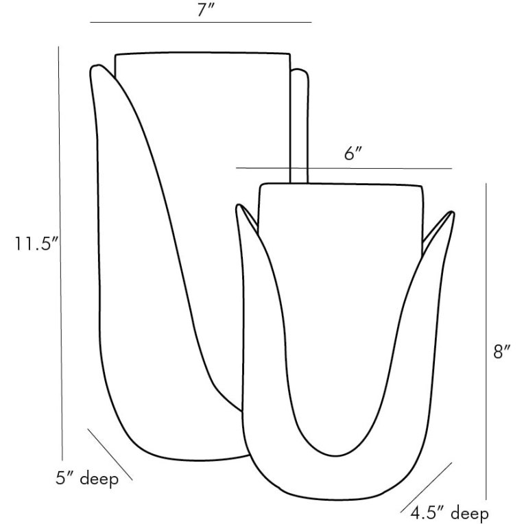 Sonia Vases, Set of 2 - Dimensions (Inches)