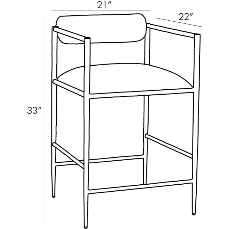Barbana Counter Stool Pewter Texture - Dimensions (Inches)