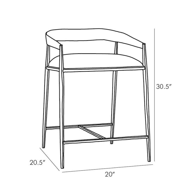 Ansel Counter Stool - Dimensions (Inches)