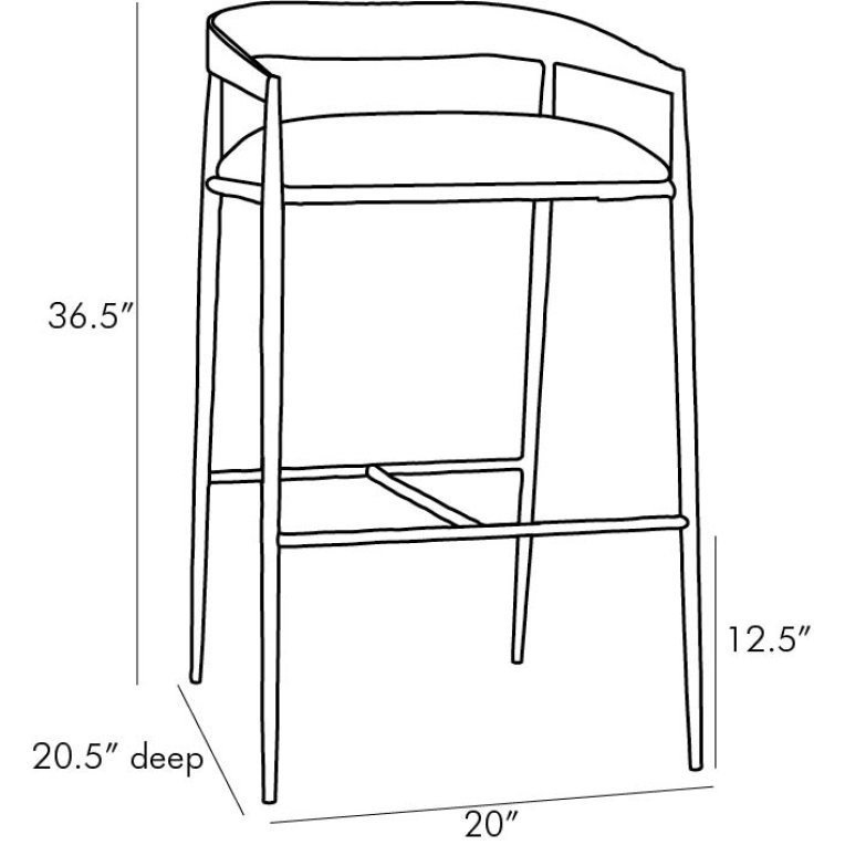 Ansel Bar Stool - Dimensions (Inches)