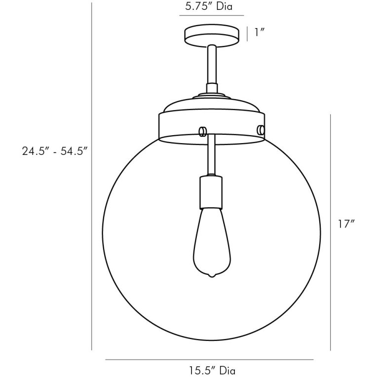Reeves Large Outdoor Pendant - Dimensions (Inches)