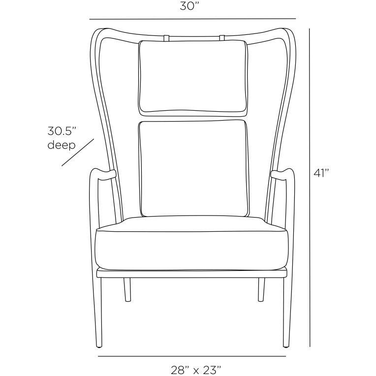 Stassi Wing Chair - Dimensions (Inches)