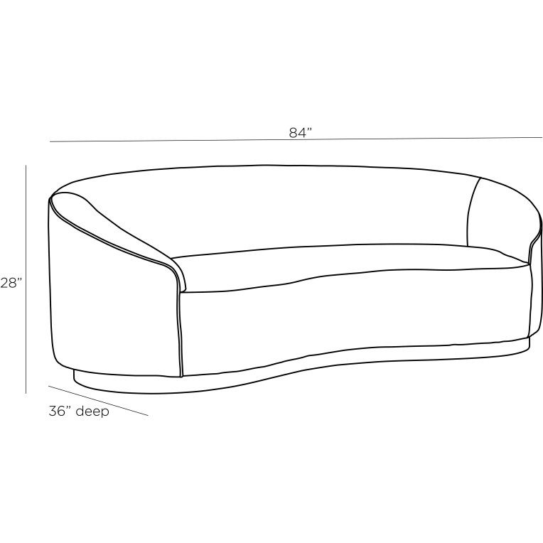 Turner Small Sofa Muslin Grey Ash - Dimensions (Inches)