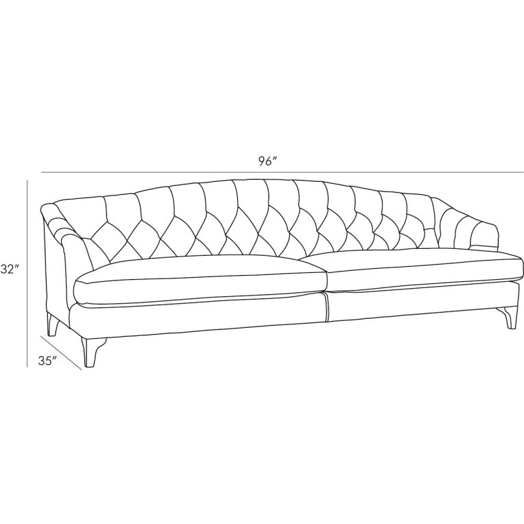Klein Sofa Mushroom Leather Grey Ash - Dimensions (Inches)