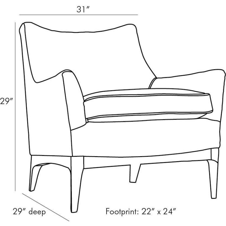Ferguson Chair Peacock Chenille Walnut - Dimensions (Inches)