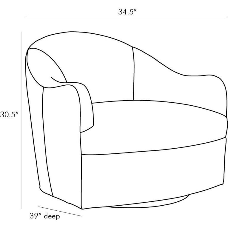 Delfino Swivel Chair Anchor Grey Leather - Dimensions (Inches)