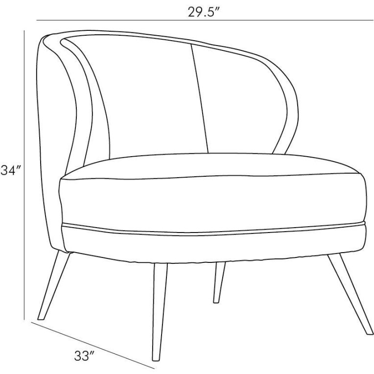 Kitts Chair Mineral Grey Leather - Dimensions (Inches)