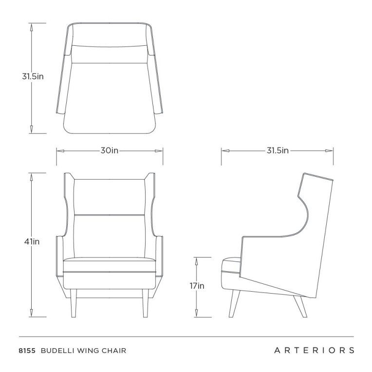 Budelli Wing Chair Cloud Boucle Grey Ash - Dimensions (Inches)