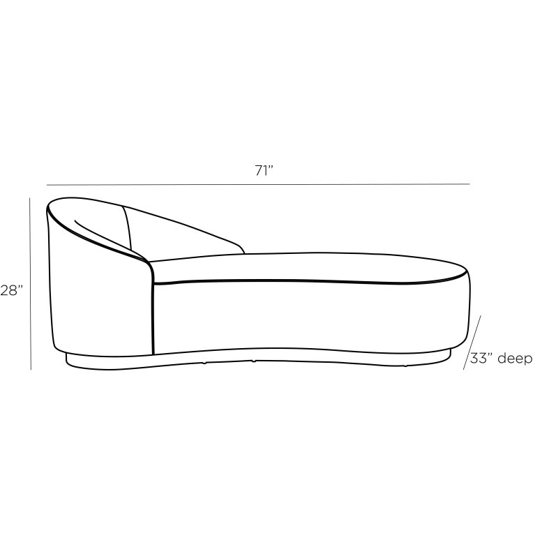 Turner Chaise Muslin Grey Ash Left Arm - Dimensions (Inches)